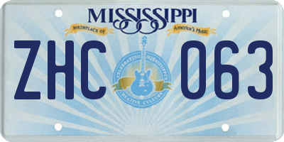 MS license plate ZHC063