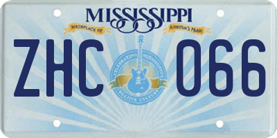 MS license plate ZHC066
