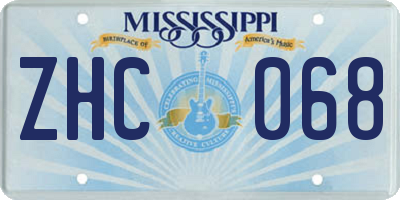 MS license plate ZHC068
