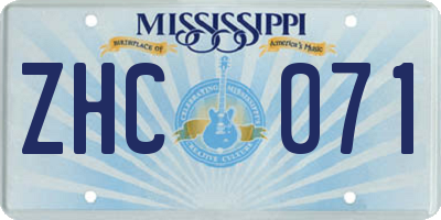 MS license plate ZHC071
