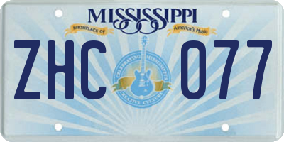 MS license plate ZHC077