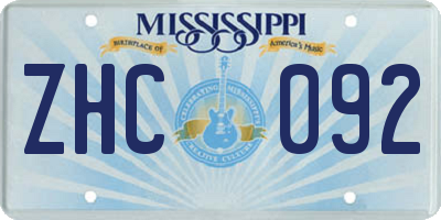 MS license plate ZHC092