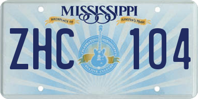 MS license plate ZHC104
