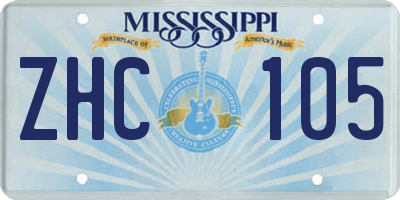 MS license plate ZHC105