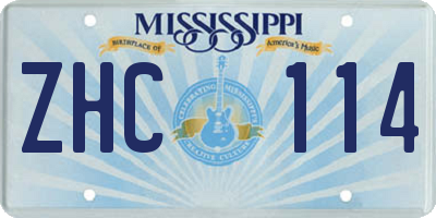 MS license plate ZHC114