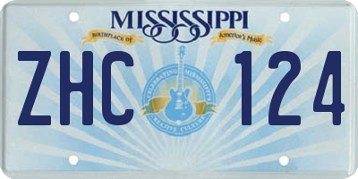 MS license plate ZHC124