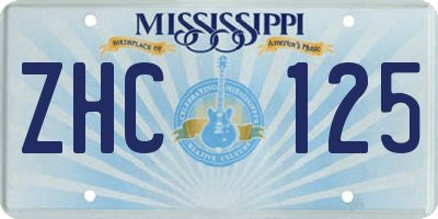 MS license plate ZHC125