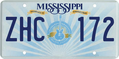 MS license plate ZHC172