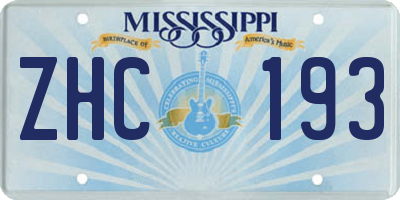 MS license plate ZHC193