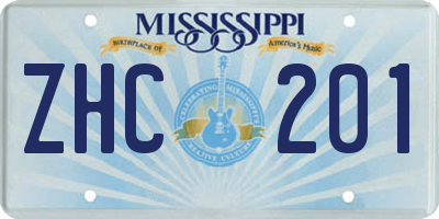 MS license plate ZHC201