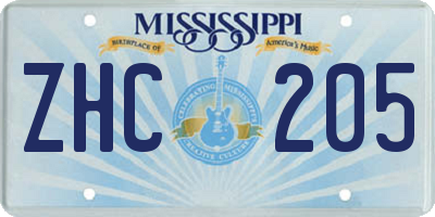 MS license plate ZHC205