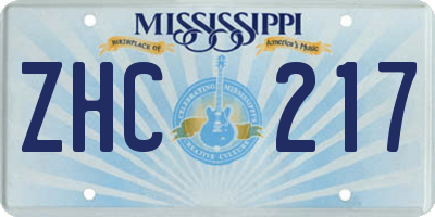 MS license plate ZHC217