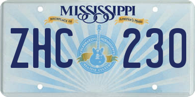 MS license plate ZHC230