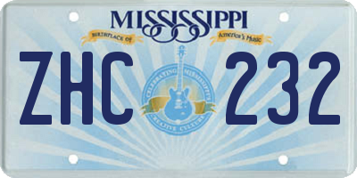 MS license plate ZHC232