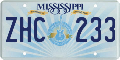 MS license plate ZHC233