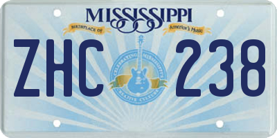 MS license plate ZHC238
