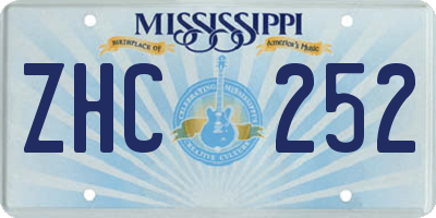 MS license plate ZHC252