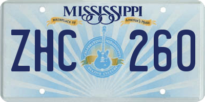 MS license plate ZHC260