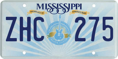 MS license plate ZHC275