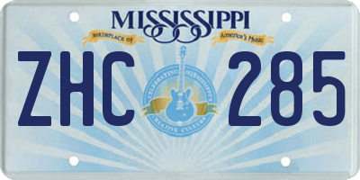 MS license plate ZHC285
