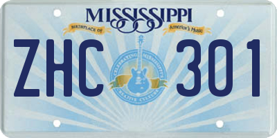 MS license plate ZHC301
