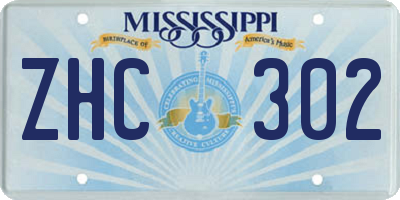 MS license plate ZHC302