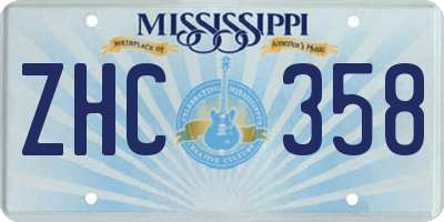 MS license plate ZHC358