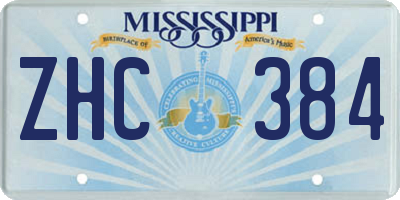 MS license plate ZHC384