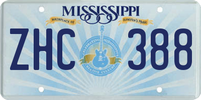 MS license plate ZHC388