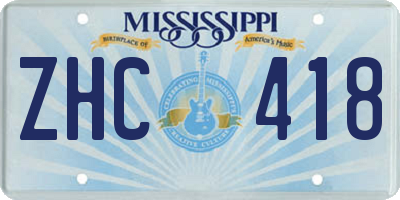 MS license plate ZHC418