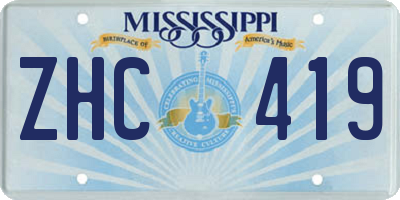 MS license plate ZHC419