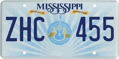 MS license plate ZHC455