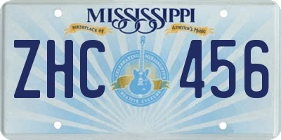 MS license plate ZHC456