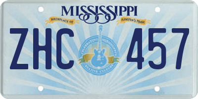 MS license plate ZHC457