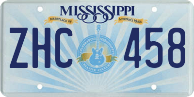 MS license plate ZHC458