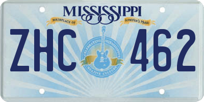 MS license plate ZHC462
