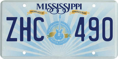 MS license plate ZHC490