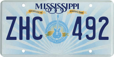 MS license plate ZHC492