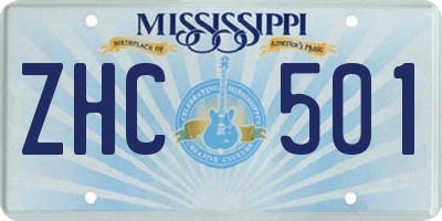 MS license plate ZHC501