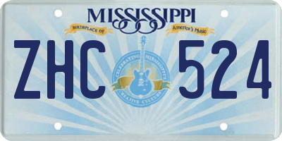 MS license plate ZHC524