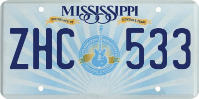 MS license plate ZHC533