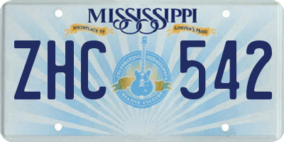 MS license plate ZHC542