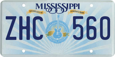 MS license plate ZHC560