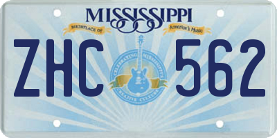 MS license plate ZHC562