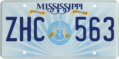 MS license plate ZHC563