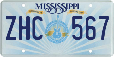 MS license plate ZHC567
