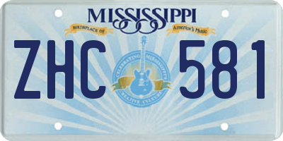 MS license plate ZHC581