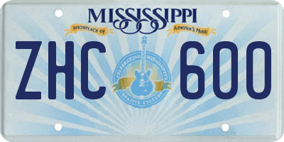 MS license plate ZHC600