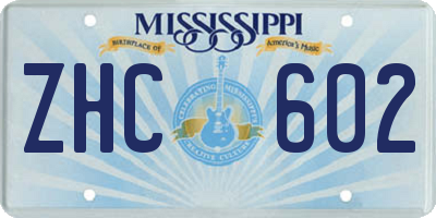 MS license plate ZHC602