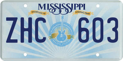 MS license plate ZHC603